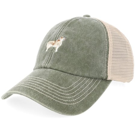 Iconic - Green trucker Czapka Z Daszkiem - Golden Retriever Dog Olive/Stone Vintage Washed Trucker @ Hatstore