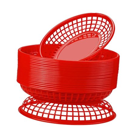 24x Ovale Madkurve Brødkurve Friturekurve Serveringsbakke Retro Opbevaringskurve Beholdere til Kylling Hotdogs Pomfritter Picnic Køkken