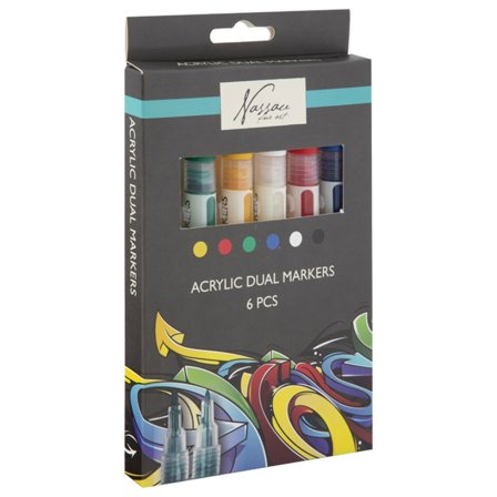 Nassau Fine Art Akrylmarker dual-tip 6-sett