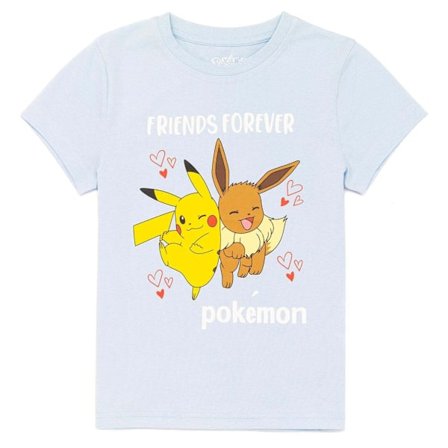 Pokemon Girls Eevee Pikachu T-shirt 7-8 år Blå/Gul/Orange
