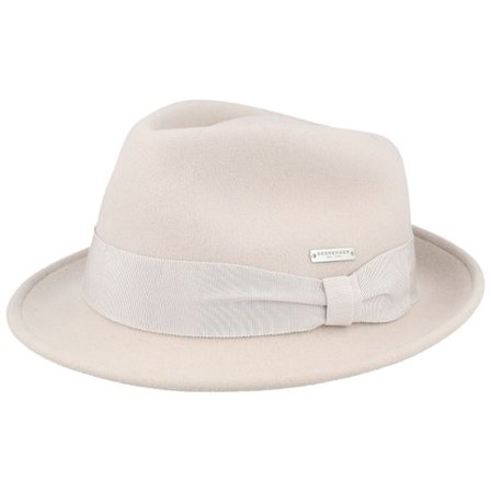Seeberger - Beige trilby Hatt - Woolfelt Stone Trilby @ Hatstore