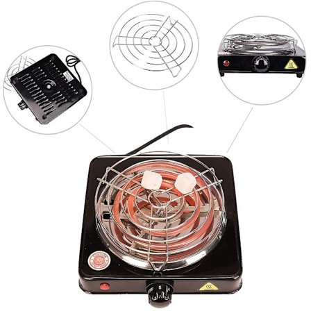 1000w Elektrisk Grill Värmare Tändare Spis Tändare För Shisha Chicha Vattenpipa Grill Bbq (svart)