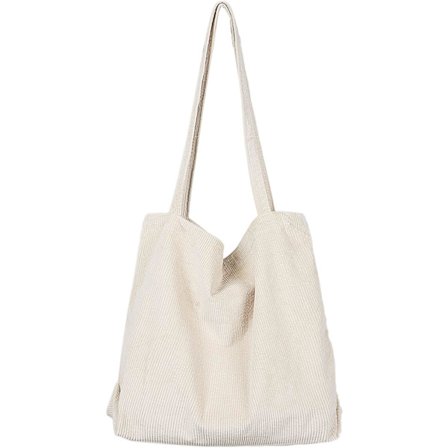 Manchester tygväska, axelväska för kvinnor med stor kapacitet (kräm)