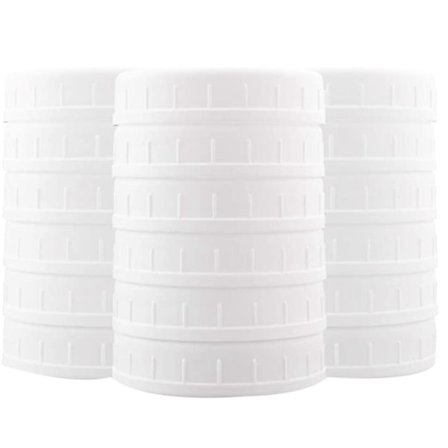 18 kpl muovisia tavallisia Mason-purkkien kansia palloille, Kerrille ja muille elintarvikelaatuisesta valkoisesta muovista