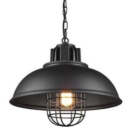 Hängande lampa E27 Industriell taklampa Ø 33CM Svart Vintage Pendellampa för vardagsrum, kök, restaurang, café och bar (Svart - 33CM)