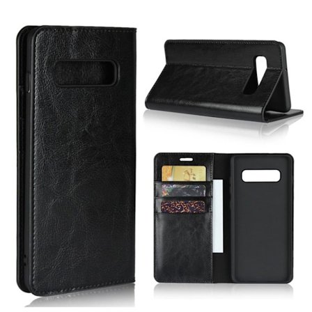 Crazy Horse Samsung Galaxy S10 Plus aito nahkakotelo - Musta