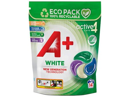 A+ Tvättkapslar A+ White Active4 14/fp - Lyreco - Städ och hygien - Tvättmedel och klädvård - Tvättmedel