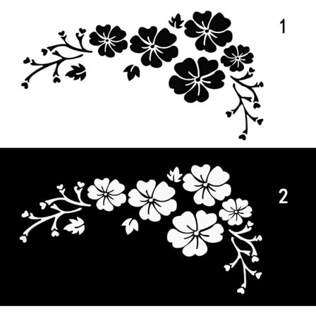 Sorte og hvite selvklebende etiketter, blomstermerker, emballasje,