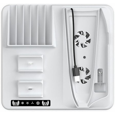 Ps5 Slim -teline ja jäähdytysasema, jossa on kaksi ohjaimen latausasemaa, yhteensopiva Playstation 5 Slim -konsolin kanssa, 6 pelipaikalla