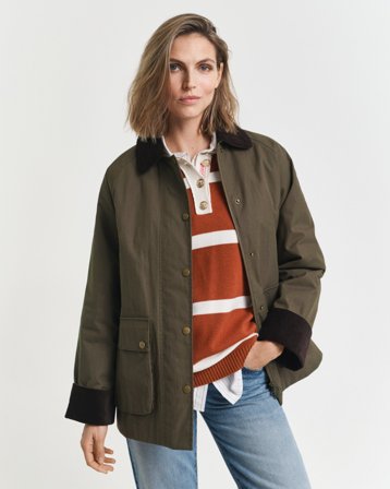 GANT Damen Waxed Cotton Barn Jacke (XXL) Grün