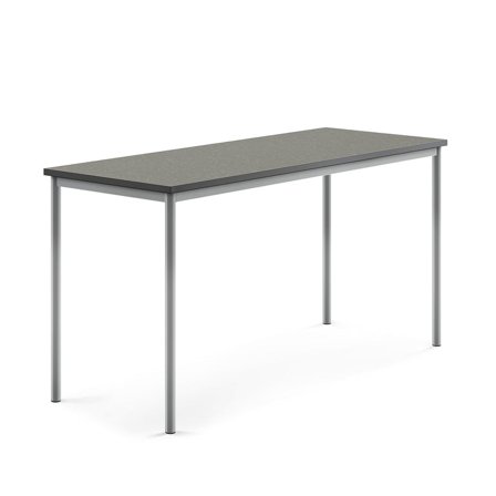 Pöytä SONITUS, ääntä vaimentava linoleumi, 1800x700x900 mm, tummanharmaa, hopeanharmaa