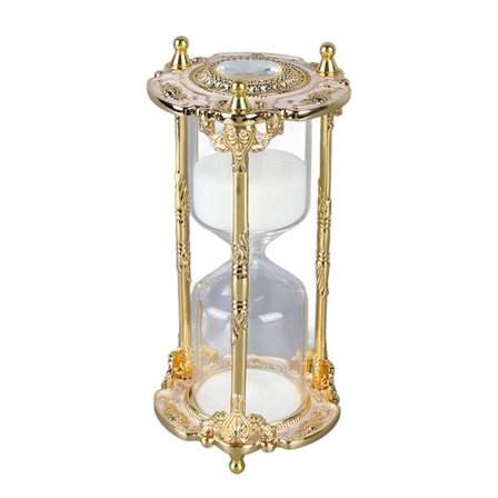 Antik Sand Timeglas Timer Metal Elegant 15 Minutter Dekorativt Timeglas til Bryllup Hjem Skrivebord Kontor Hvid Guld