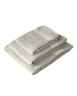 Ensfargede frottéhåndkle i økologisk bomull Sand