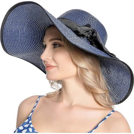 1 st. Dam Solhatt i Halm med Bred Brätte UV UPF 50 Sommarhatt