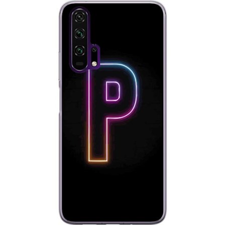 Kompatibelt Mobildeksel til Honor Honor 20 Pro Minimalistisk neonbokstav P i fargegradering og lyseffekt mot svart bakgrunn i digital neonstil