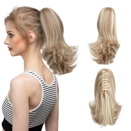 Dame Paryk Klo Clip Hestehale Extension, Mikro Krøllet (Style 8/30cm)