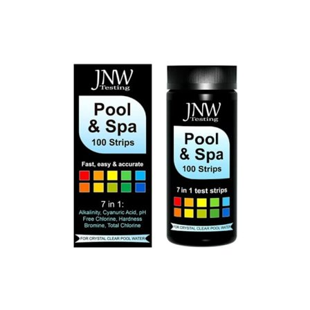 100 remsor för spa och pool 7 i 1 - Snabbt och tillförlitligt test för brom, pH-värde, hårdhet och klor