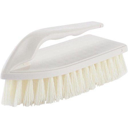 Skrubbebørste, kraftig håndskrubbebørste, komfortabelt greb, rengøringsbørste til badeværelse, køkken, gulvfliser og brusebad (beige)