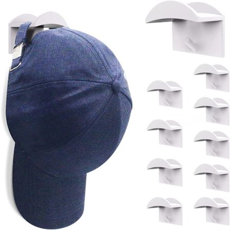 10 stk (hvit) Hattekrok, ingen boring gummihette Hatteholder Vegg M