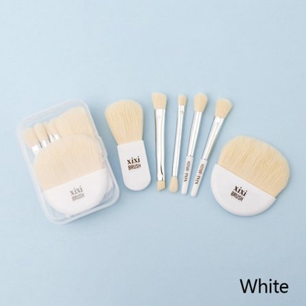 IC 6st Mini Resa Kvinnor Makeup Borstar Set Bärbar Mjuk Dölj Vit