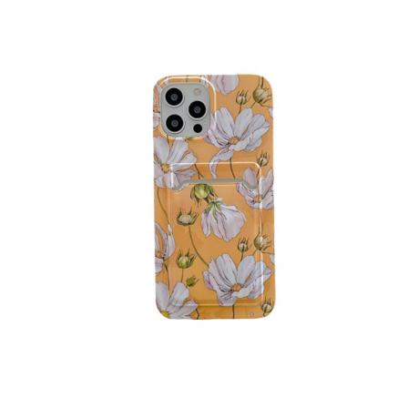 Iphone 13, Pro & Max Plånbok Korthållare Gul Vita Blommor Tusens Yellow One Size