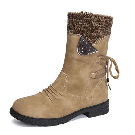 Kvinnors Rund Tå Mid-kalf Boot Höga Casual Boots