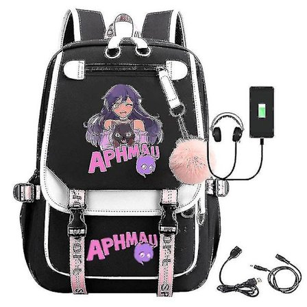 Aphmau Anime Ryggsäck 3d Tryckt Cartoon Oxford Vattentät Full Boll Usb Skolväska Pojkar Flickor Studenter Stor Kapacitet Ryggsäck-yvan