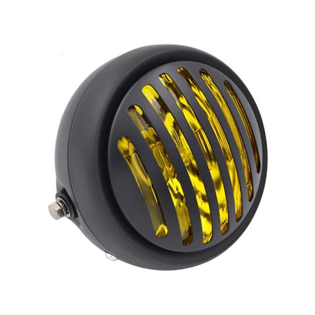 Svart Strålkastare Rund Motorcykel Grill Halogen Strålkastare