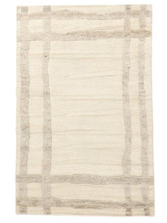 Hand Knotted Moroccan Berber - Indo 157X244 Wool Rug Beige/Orange Small