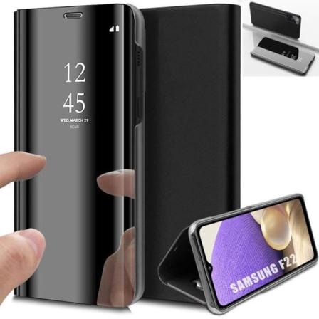 Fodral för Samsung F22 (6,4") Trendig design spegeleffekt Anti-chock förstärkt skydd Svart Svart