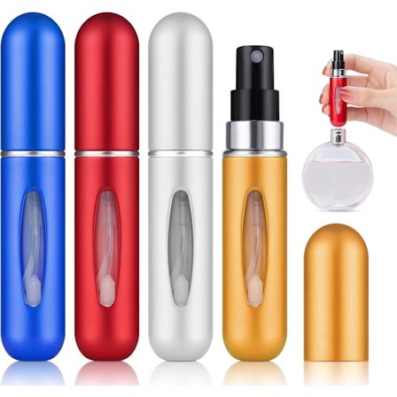 4 stycken tom parfymsprayflaska påfyllningsbar påsspruta, minipåfyllningsbar parfymförstörare för kvinnor män (5 ml, matt)