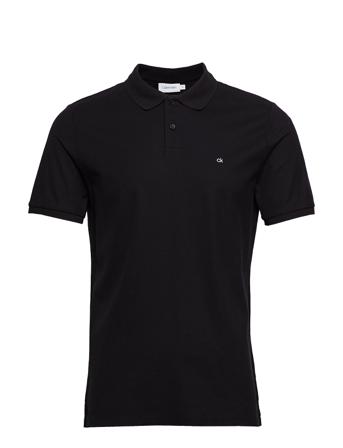 Logo Refined Pique Slim Polo Polos Short-sleeved Svart Calvin Klein