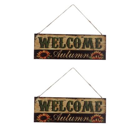 2 stk Halloween Solsikke Tre Velkommen Skilt Høst Høst Dekorativ Veggplate Hengende Ornamenter for Innendørs Utendørs Dekor