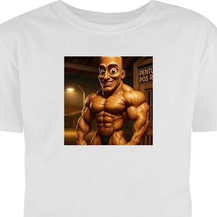 Barn-T-shirt | Bekväm T-shirt för Barn Italiensk Brainrot träfigur - Muskulös karaktär i trästil med humoristisk twist
