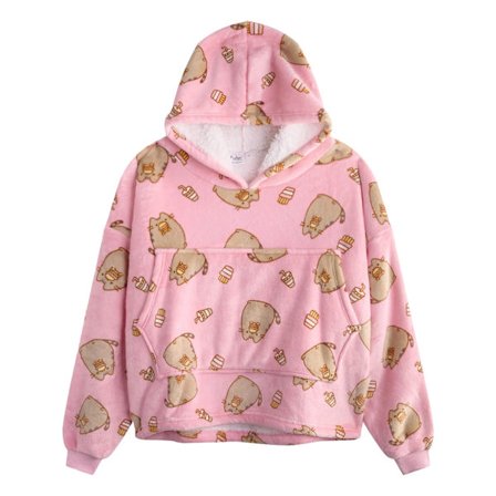 Pusheen Flickor Mat All-Over Tryck Filt Hoodie One Size Pastell