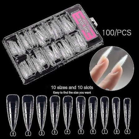 /EA/100 stk Poly Nail Gel Hurtigbyggende Form Tips Negl Dual Forms Fingerforlengelse Neglekunst Uv Builder Lett å Finne Negleverktøy