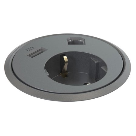 Kondator Powerdot PD12 Bordsuttag Schuko + data + USB, Strömbrytare & vägguttag