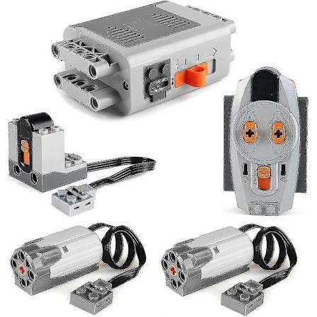 5 stk Strømdrevne Byggeklosser Kraftsett 2 Medium Motorer, 1 Batterikasse, 1 IR Fjernkontroll, 1 Mottaker