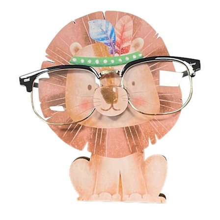 Puinen silmälasipidike eläinaiheella - Hauska ja käytännöllinen pidike kotiin, toimistoon tai työpöydälle, Leijona