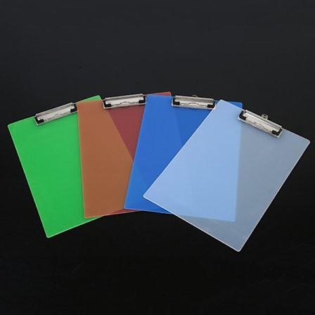 4 stk. Plastik Klipbord, Grøn Blå Brun Hvid, A4 Tavle Klip,