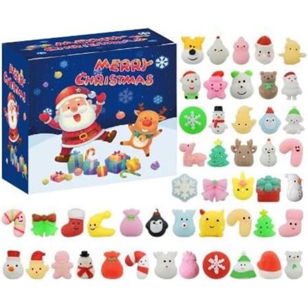 Jul- och Halloween-adventskalender 2024 med 24 st mini-stressreducerande squishy-leksaker (A)
