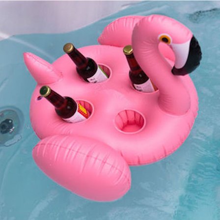 4-hullers oppustelig Pink Flamingo Drink Holder Pool Float