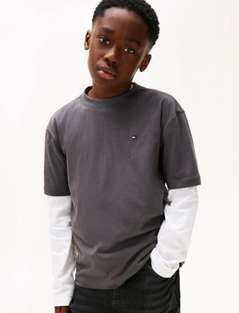 Tommy Hilfiger Washed Faded Graphic T-Shirt Ss - Grey - 140