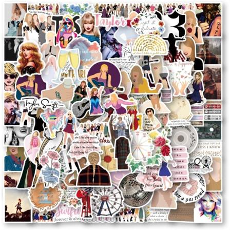 Singer Stickers 100 stk Pop, Album Folklore og Evermore Røde Klistremerker Vanntette Vinyl Klistremerker for Bærbar Vannflaske Støtfanger Bagasje 