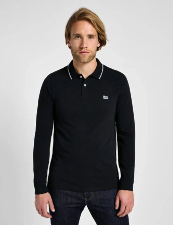 Lee Jeans Ls Pique Polo - Black - XL