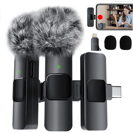 Trådløs Mobiltelefonmikrofon, Lapelmikrofon for iPhone/iPad/Android, Profesjonell Lavalier Mikrofon