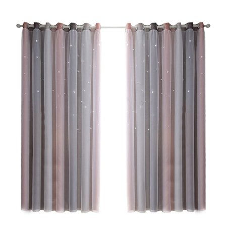 2 st dubbelstjärniga gradientutskurna gardiner för sovrum