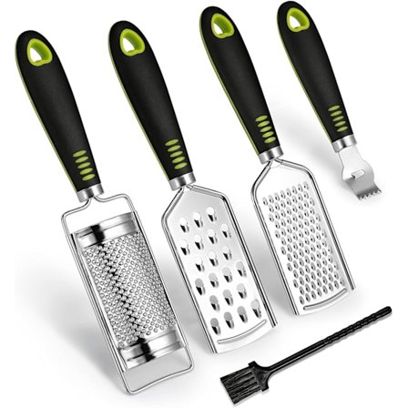 Ostrivejern Sæt Citron Zestrivejern, Rustfrit Stål Køkkenrivejern til Parmesanost, Ingefær, Muskatnød, Frugter, Grøntsager, Sæt med 5
