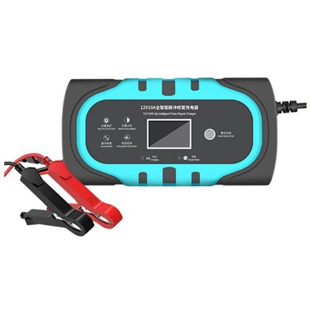 10A 12V Bilbatterioplader Automatisk Smart Batterioplader med LCD Touch Screen Display Reparationsopladere, EU-stik