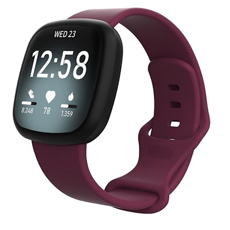 Purppura Punainen Purppura Punainen yhteensopiva Fitbit Versa 3 / Sense silikonirannekkeen kanssa, koko: L